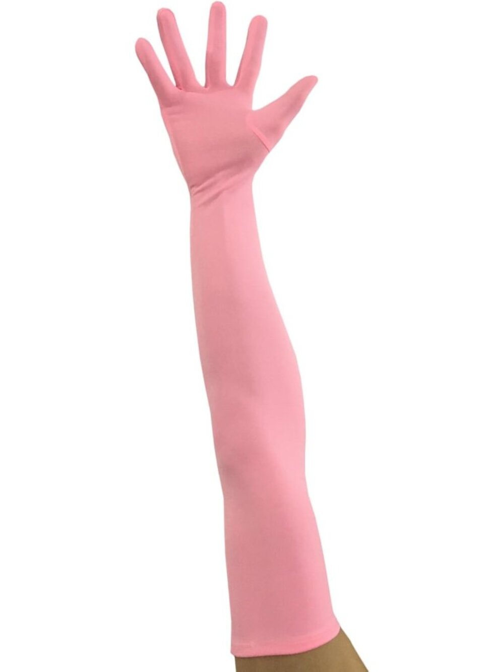 Women's Pink Stretchable Arm Sleek Cosplay Costume Elbow Length Spandex Gloves